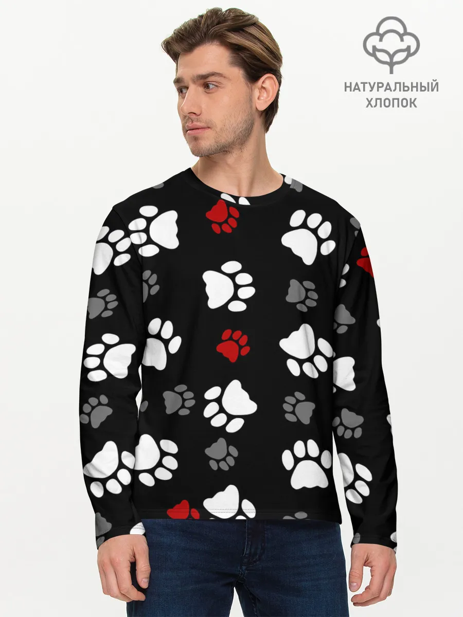 Мужской лонгслив базовый / Следы лап