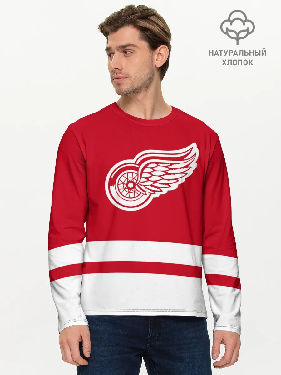 Мужской лонгслив базовый / Детройт Ред Уингз