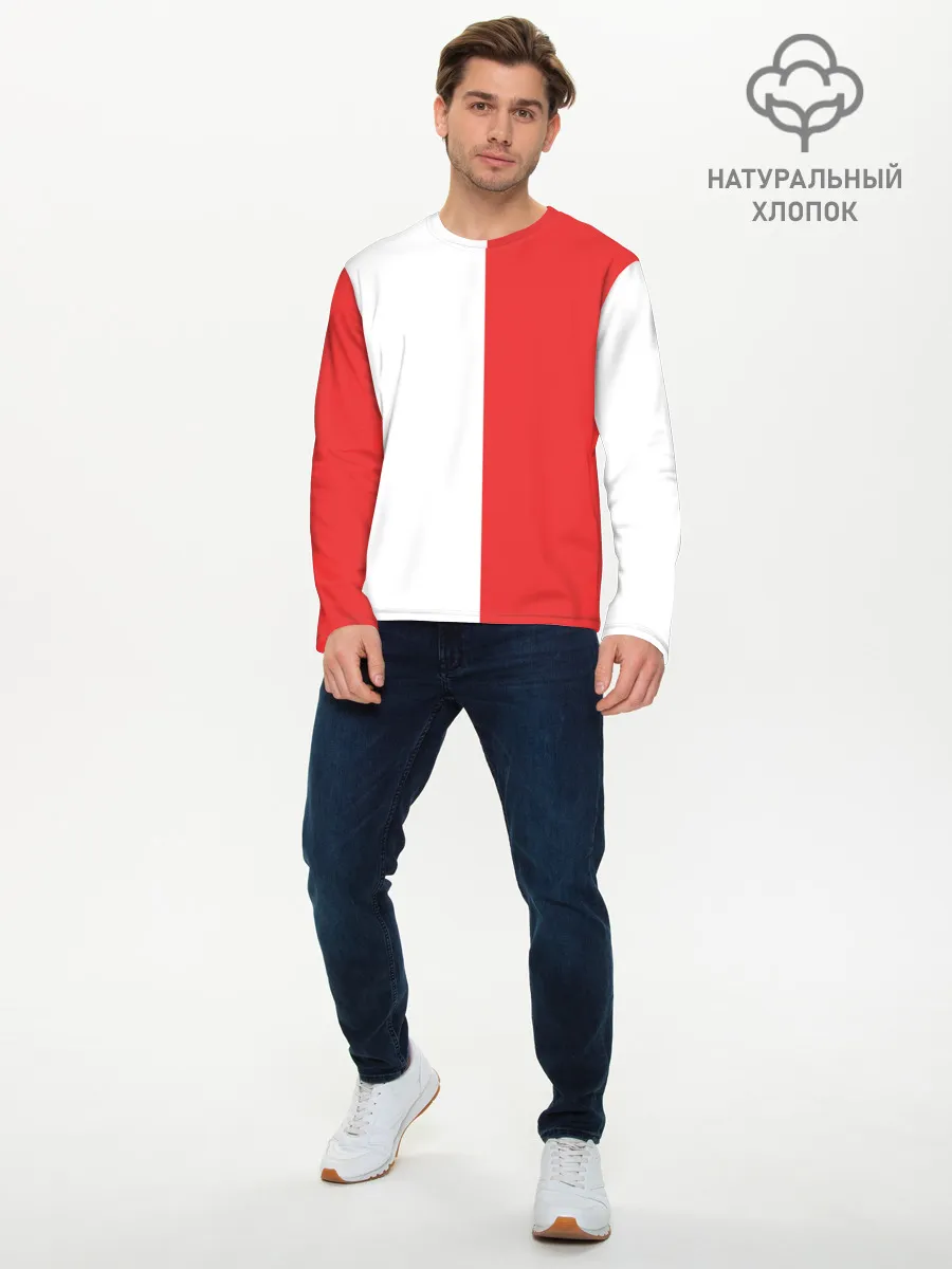 Мужской лонгслив базовый / Красно-белая форма