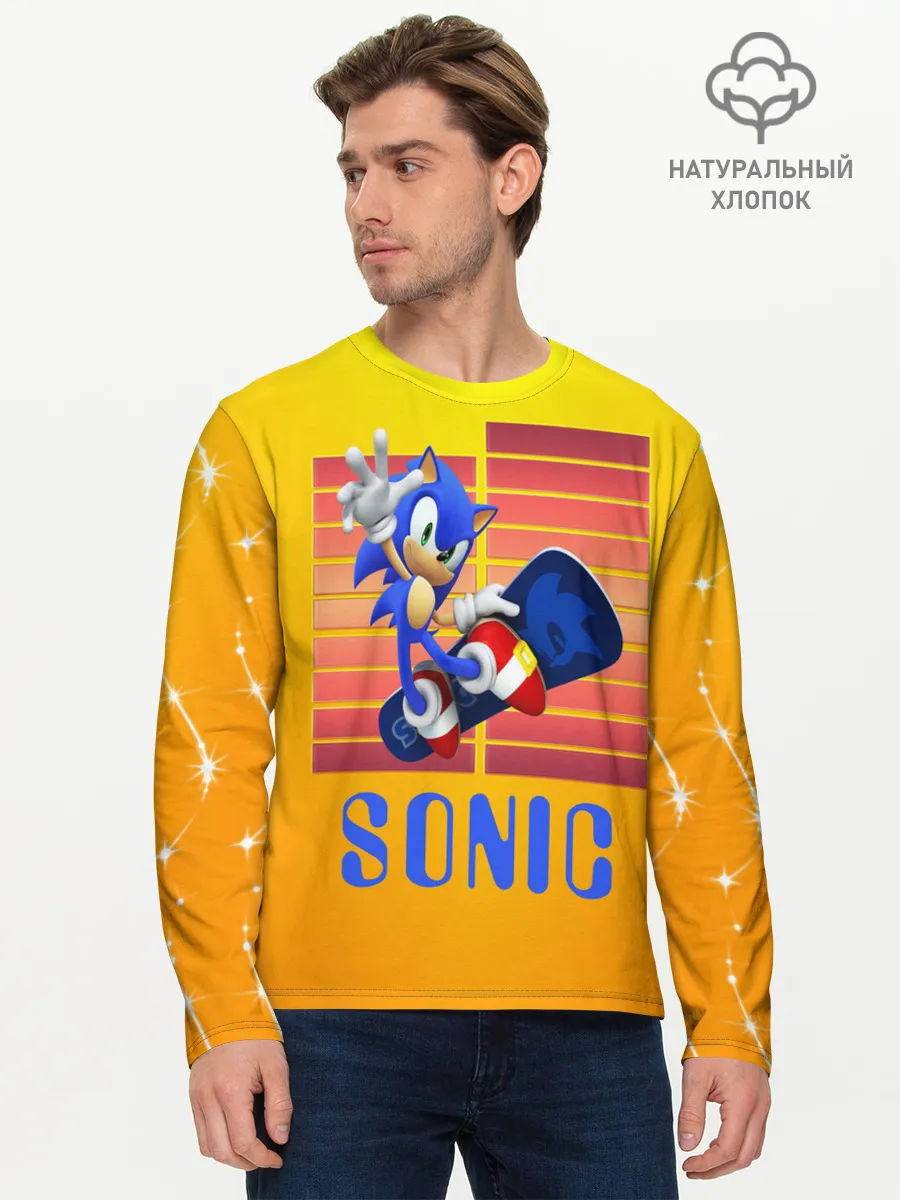 Мужской лонгслив базовый / Sonic - Соник