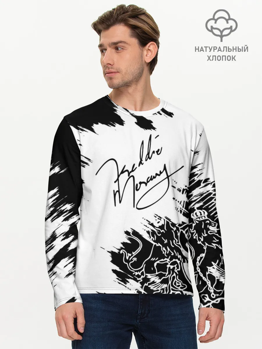 Мужской лонгслив базовый / Автограф Фредди Меркьюри