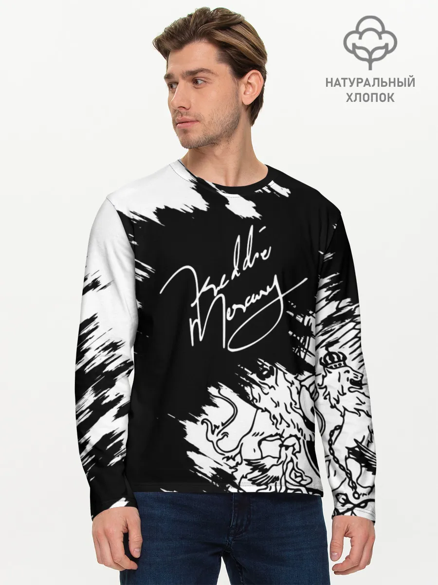 Мужской лонгслив базовый / Автограф Фредди Меркьюри