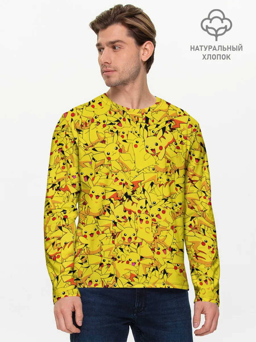Мужской лонгслив базовый / Пикачу