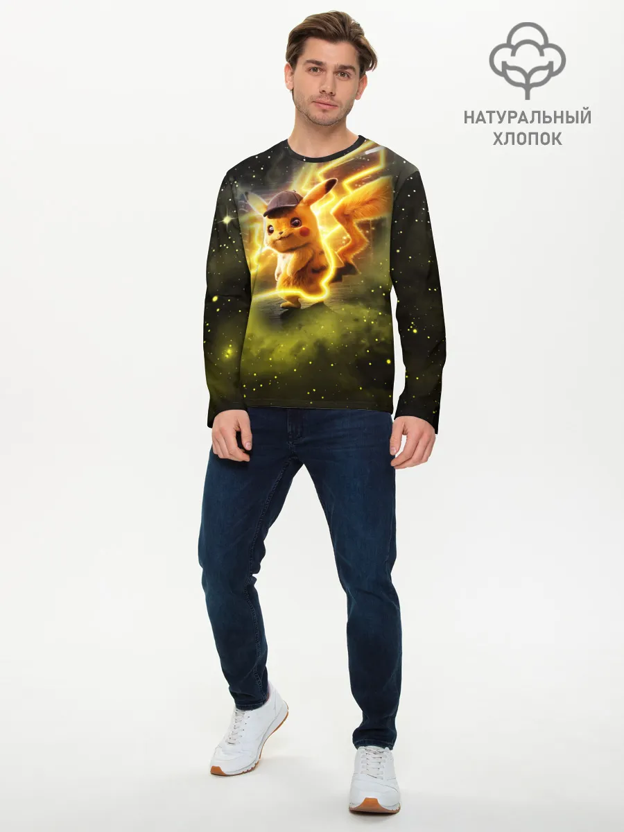 Мужской лонгслив базовый / Детектив Пикачу