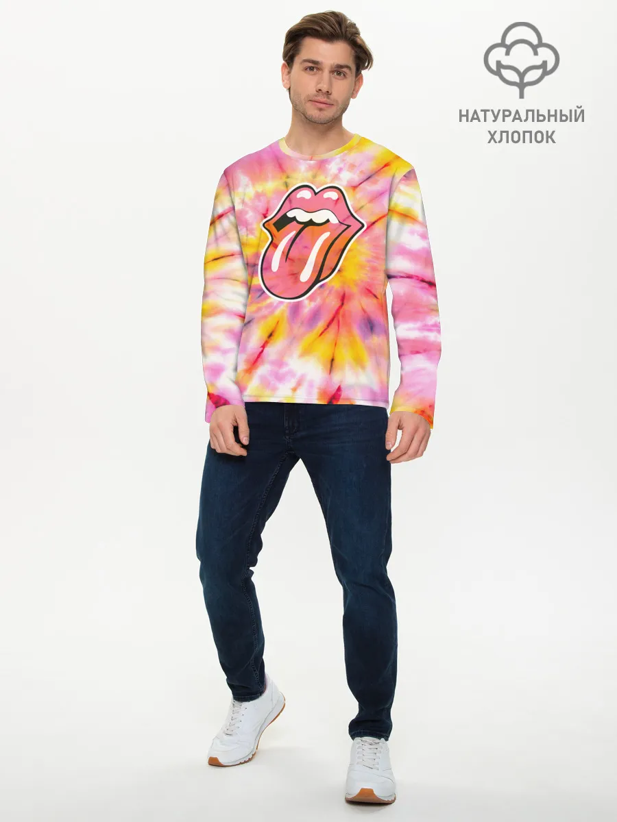 Мужской лонгслив базовый / Rolling Stones tie-dye