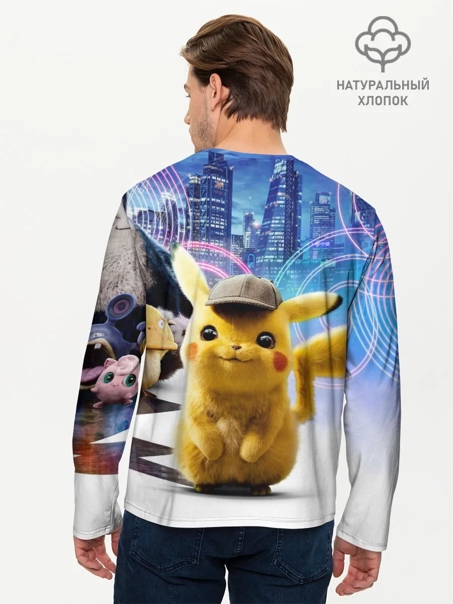 Мужской лонгслив базовый / Детектив Пикачу