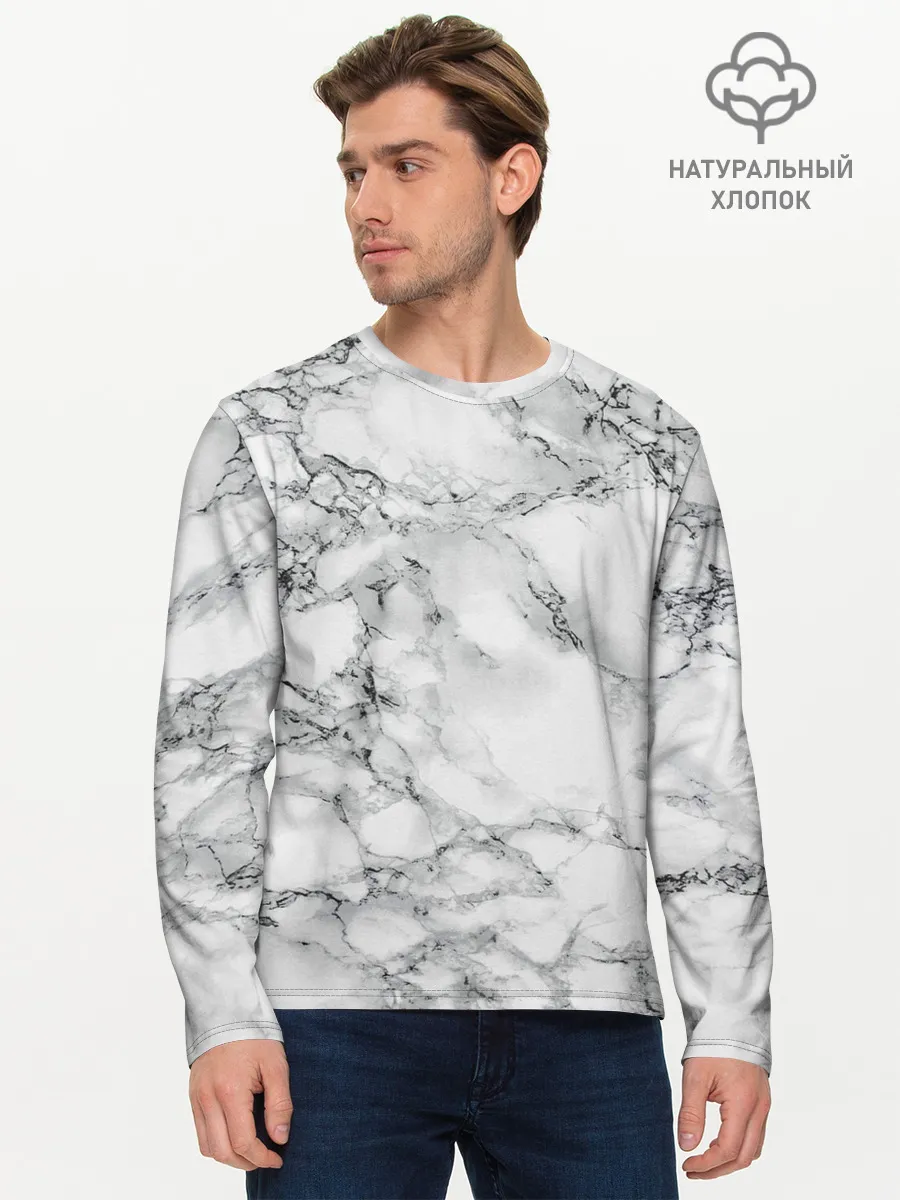 Мужской лонгслив базовый / Мрамор
