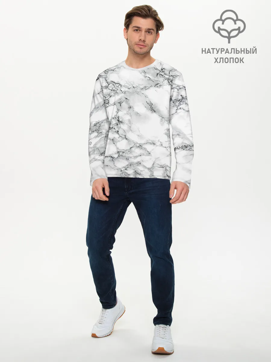 Мужской лонгслив базовый / Мрамор