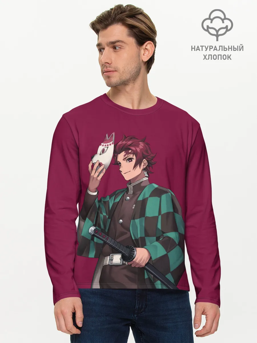 Мужской лонгслив базовый / KIMETSU NO YAIBA с маской