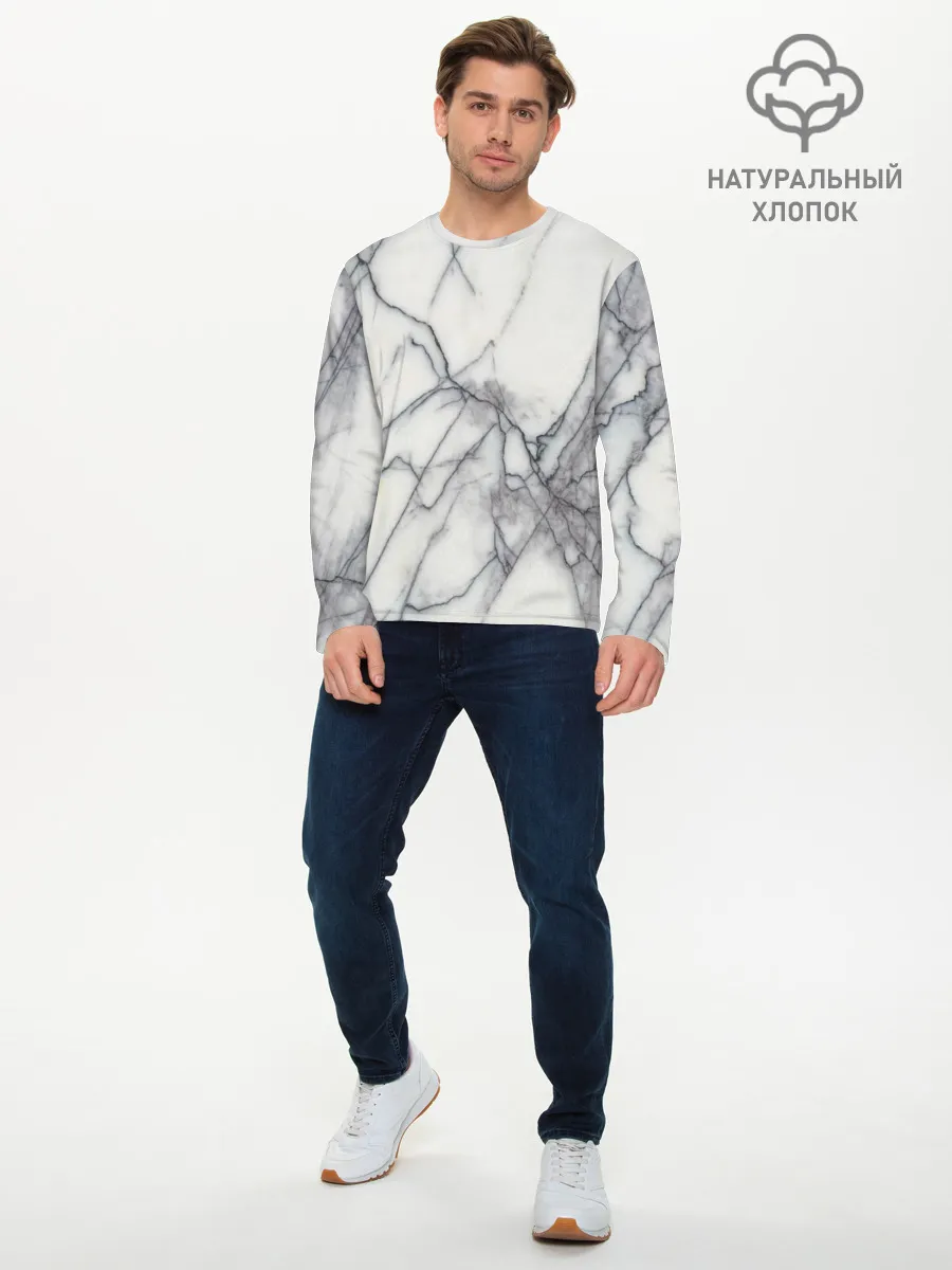 Мужской лонгслив базовый / Мрамор