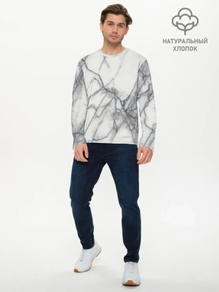 Мужской лонгслив базовый / Мрамор