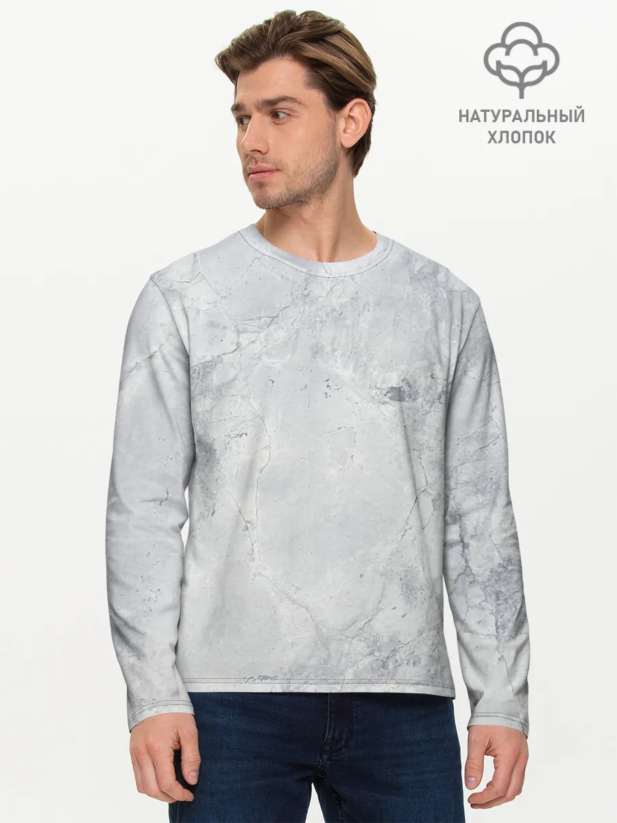Мужской лонгслив базовый / Мрамор
