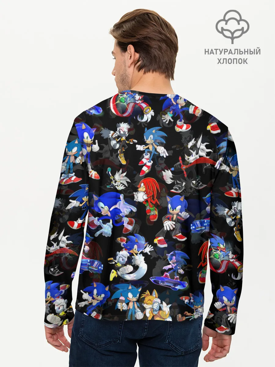 Мужской лонгслив базовый / Sonic паттерн
