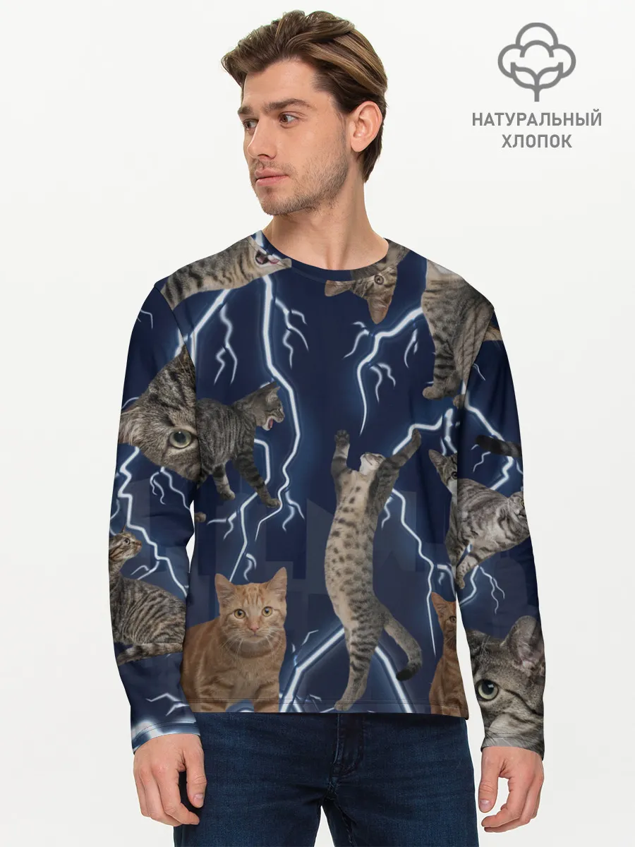 Мужской лонгслив базовый / Коты
