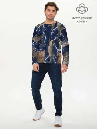Мужской лонгслив базовый / Коты