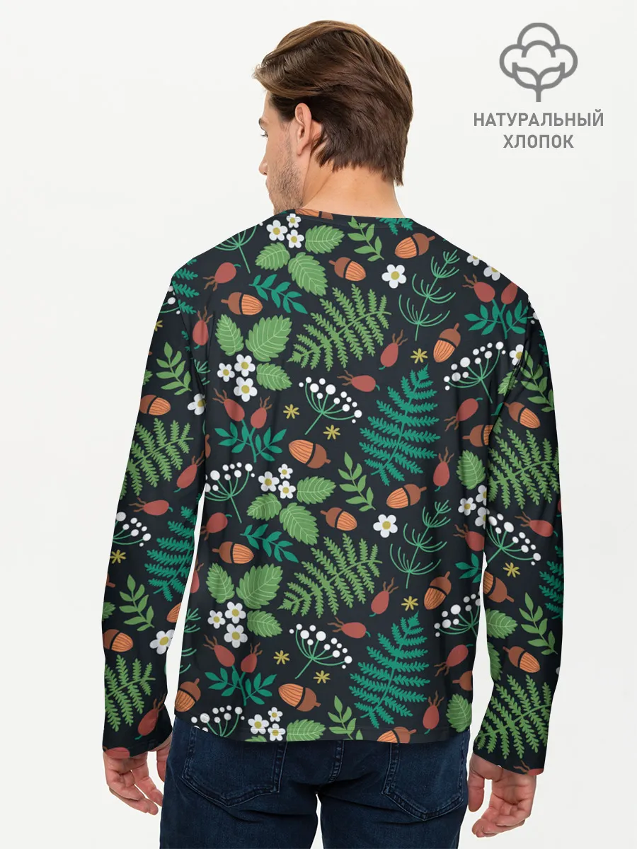 Мужской лонгслив базовый / Forest leaves