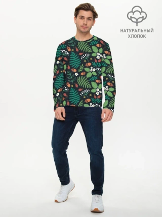 Мужской лонгслив базовый / Forest leaves
