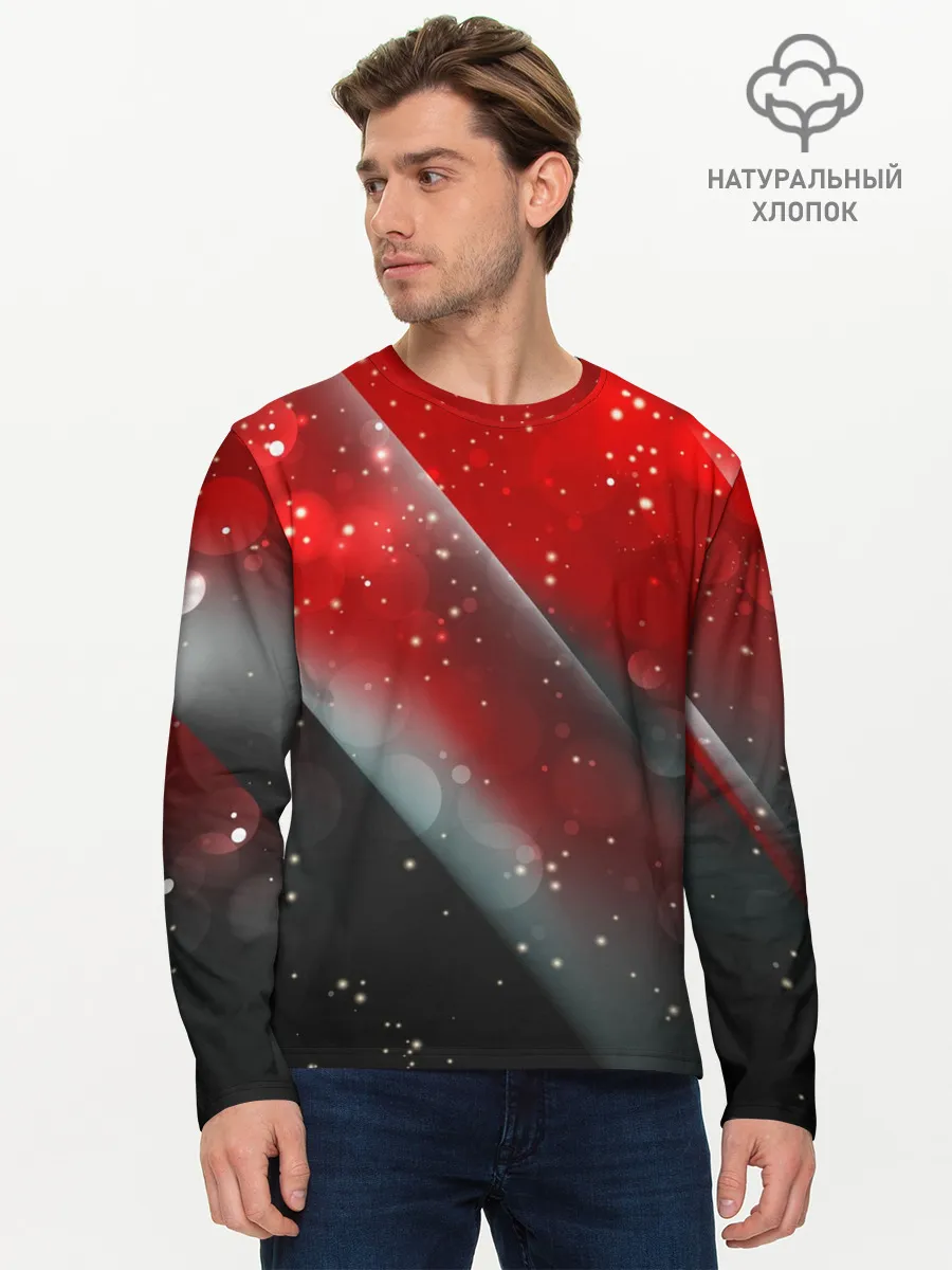 Мужской лонгслив базовый / Red & Black