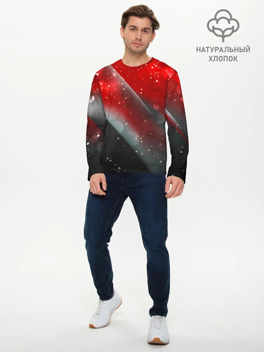 Мужской лонгслив базовый / Red & Black