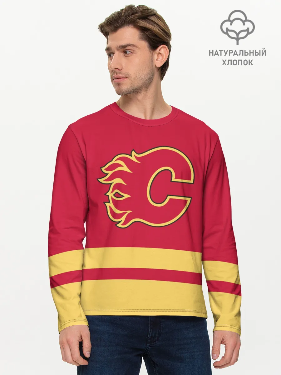 Мужской лонгслив базовый / Калгари Флэймз