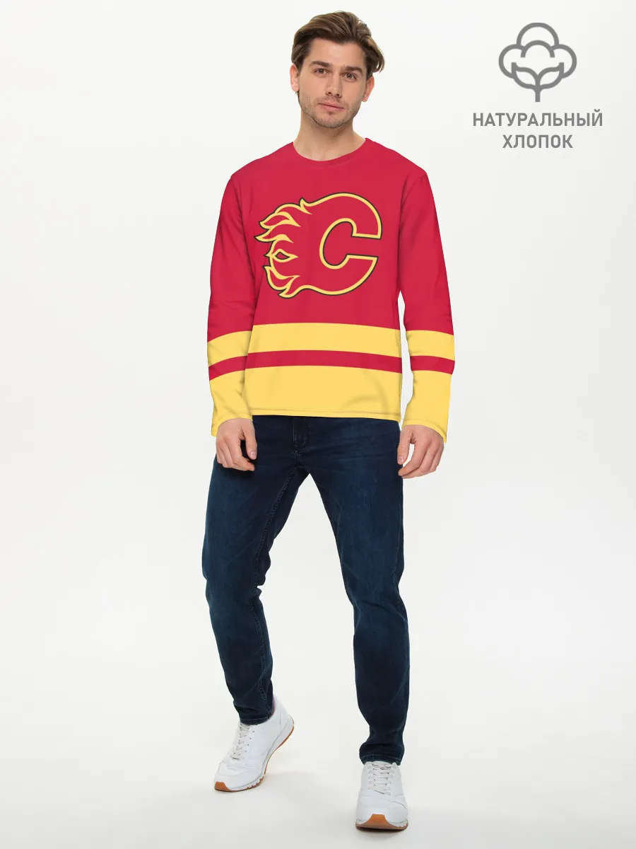 Мужской лонгслив базовый / Калгари Флэймз