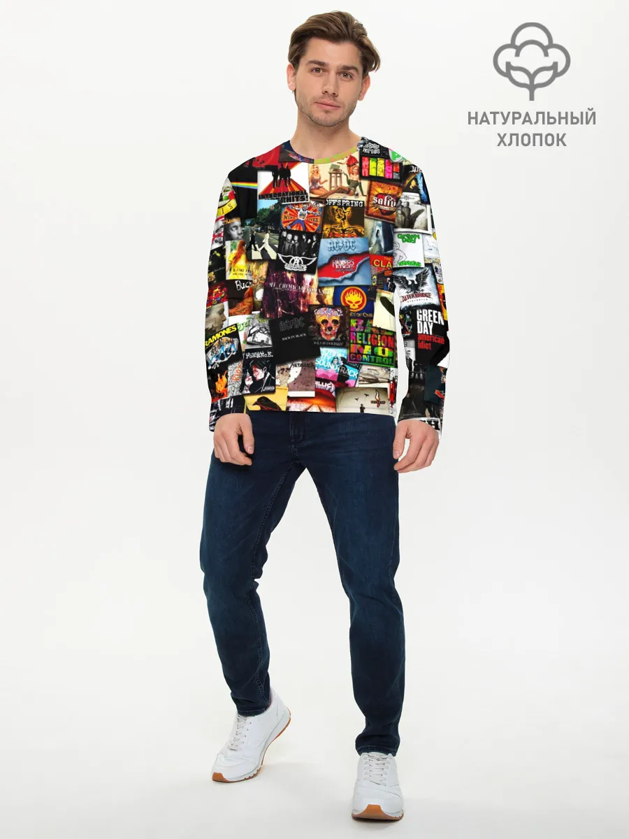 Мужской лонгслив базовый / Альбомы лучших РОК групп