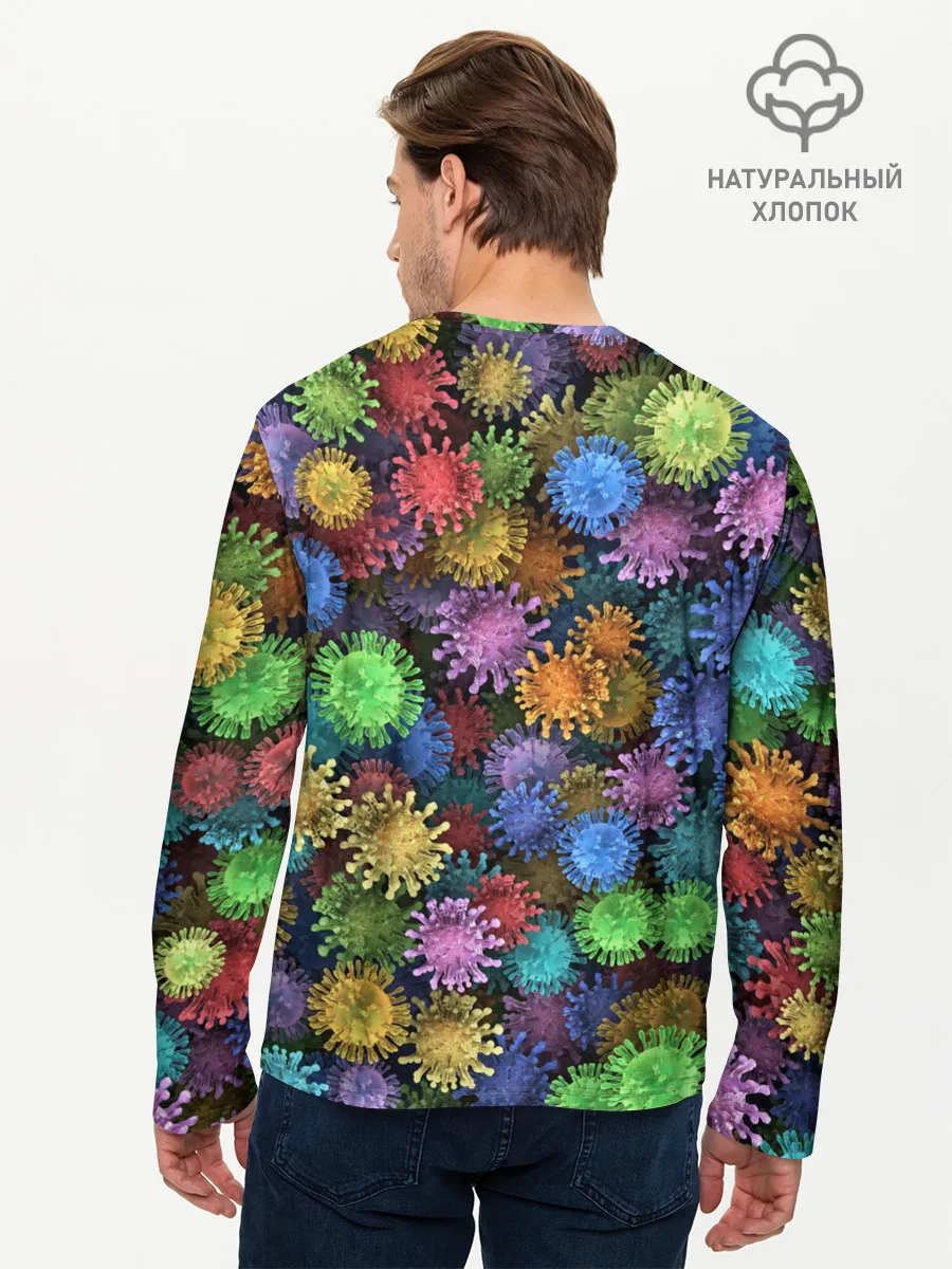 Мужской лонгслив базовый / Разноцветные вирусы