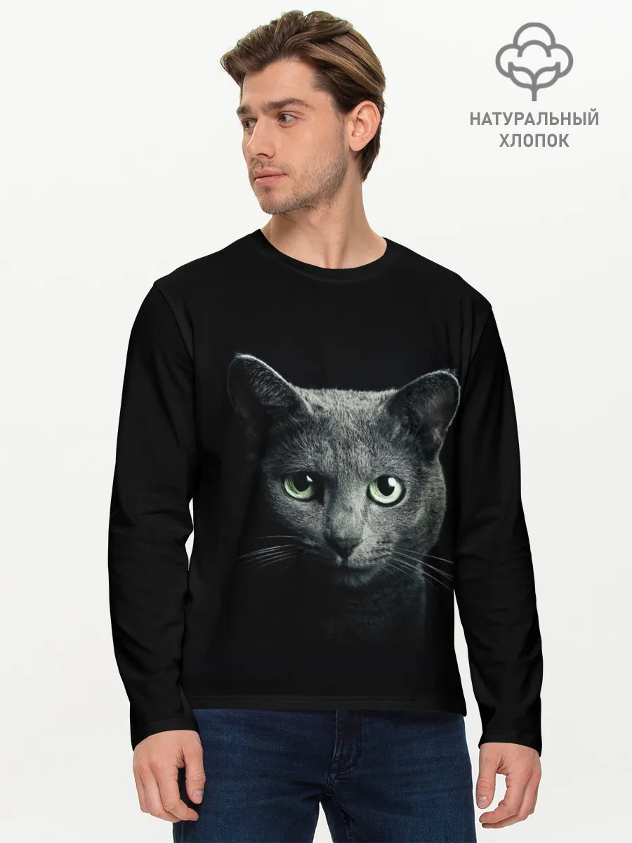 Мужской лонгслив базовый / Кот