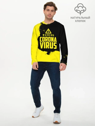 Мужской лонгслив базовый / Warning Coronavirus