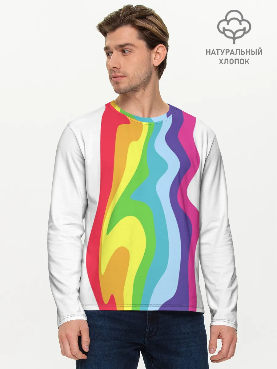 Мужской лонгслив базовый / Радуга