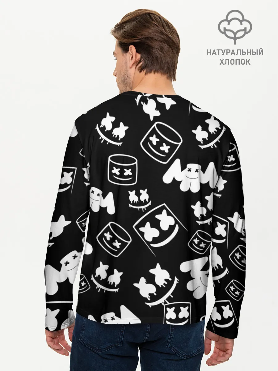 Мужской лонгслив базовый / Marshmello ЧБ