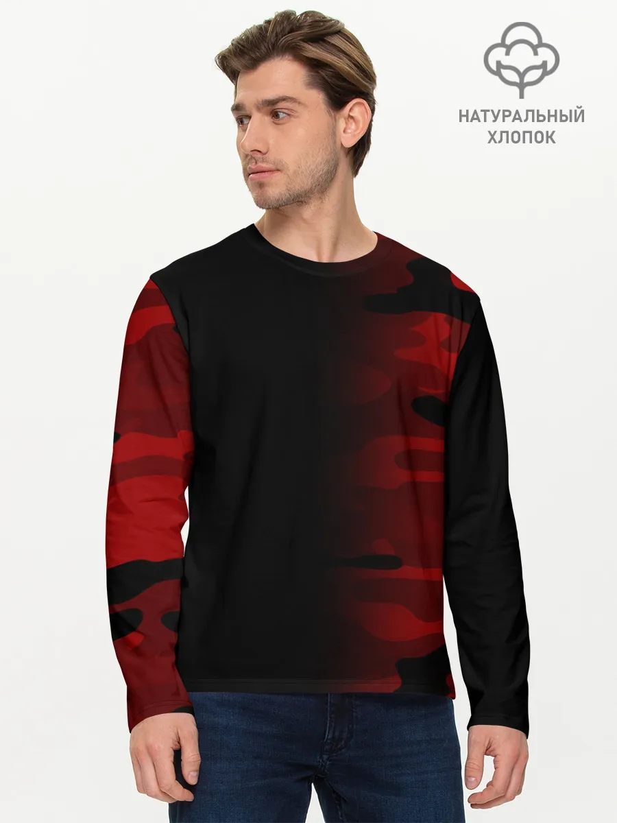 Мужской лонгслив базовый / RED BLACK MILITARY CAMO | КРАСНЫЙ КАМУФЛЯЖ