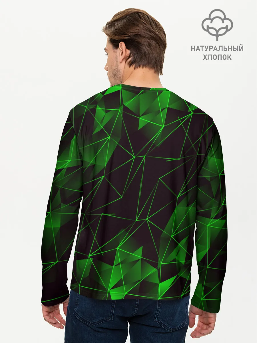 Мужской лонгслив базовый / GREEN STRIPES | ЗЕЛЕНАЯ ГЕОМЕТРИЯ