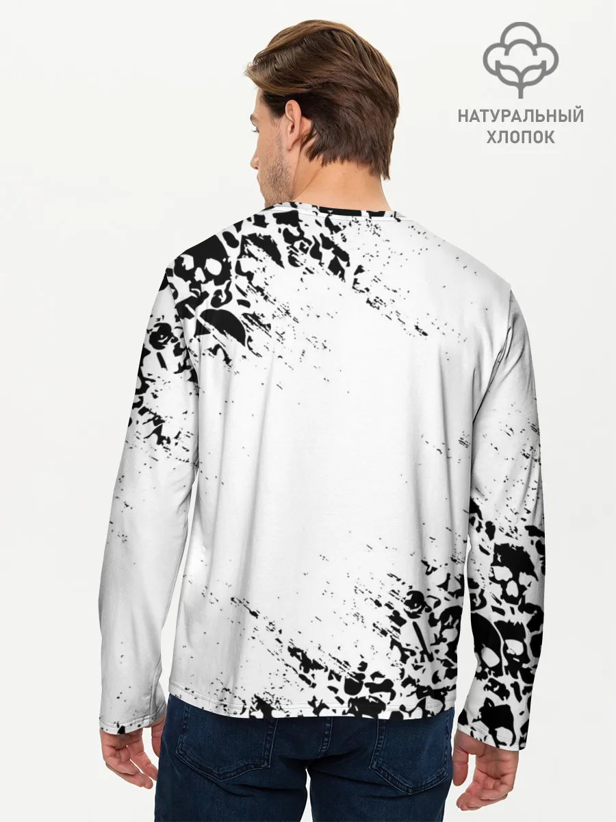 Мужской лонгслив базовый / БЕЛЫЕ ЧЕРЕПА | WHITE SKULLS