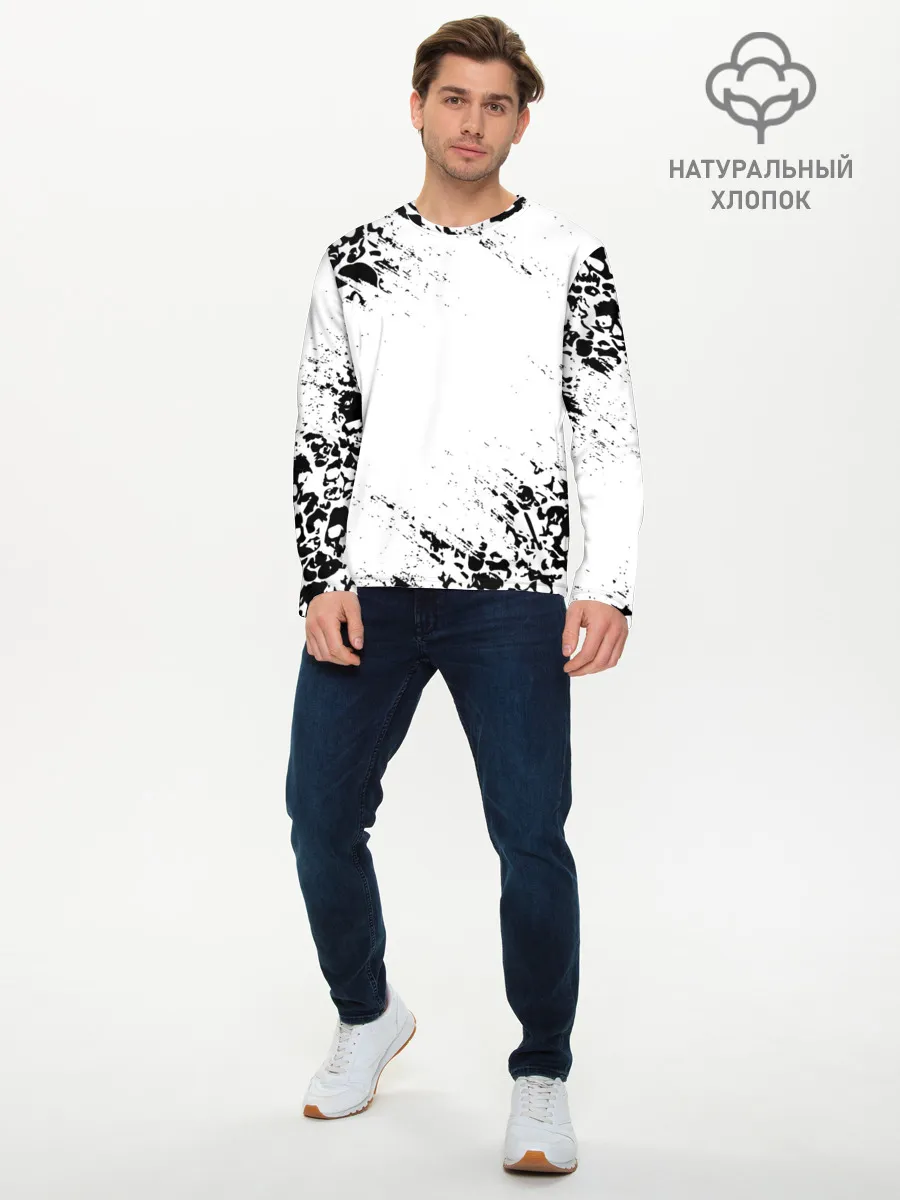Мужской лонгслив базовый / БЕЛЫЕ ЧЕРЕПА | WHITE SKULLS