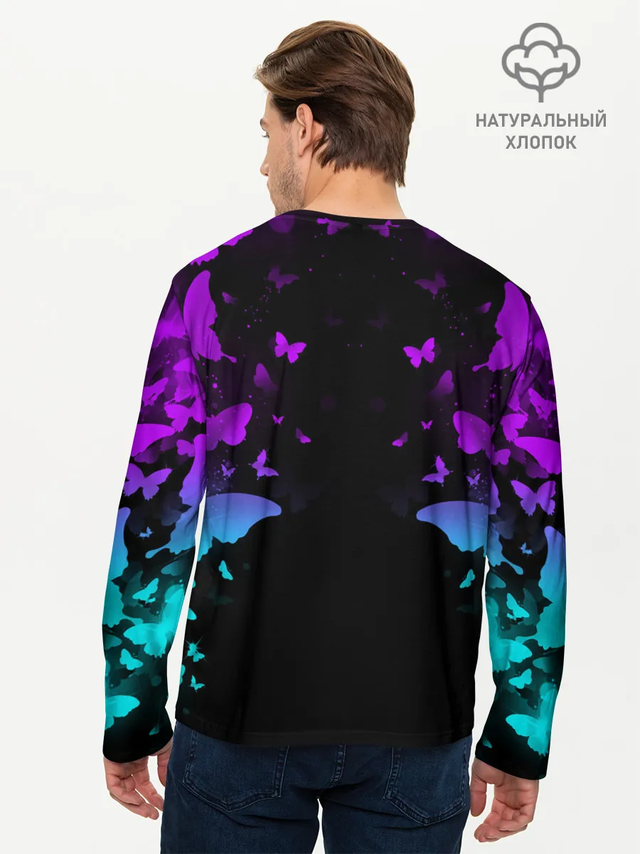 Мужской лонгслив базовый / НЕОНОВЫЕ БАБОЧКИ | NEON BUTTERFLIES