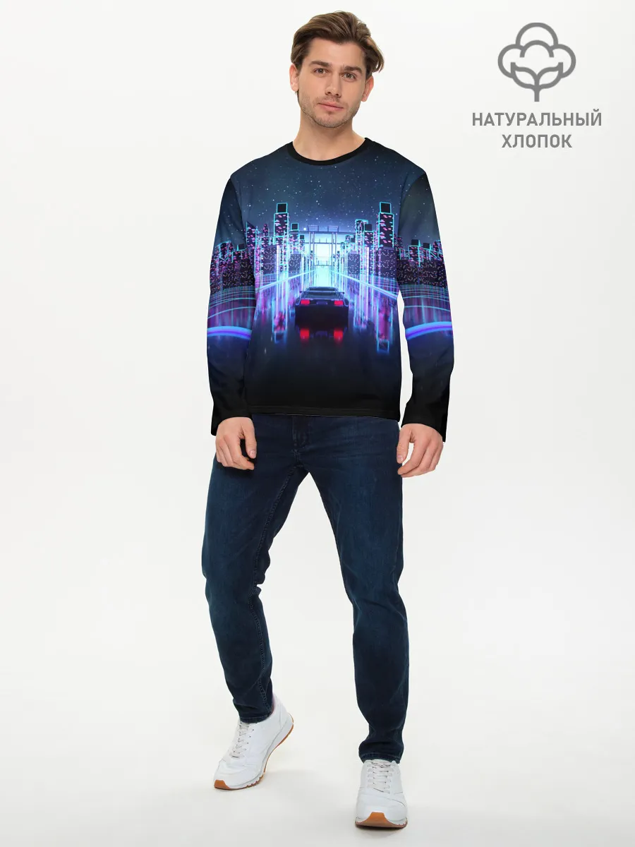 Мужской лонгслив базовый / SYNTHWAVE / RETROWAVE