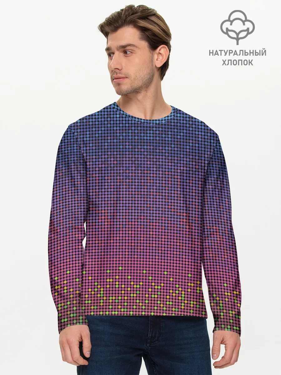 Мужской лонгслив базовый / Ретро узор