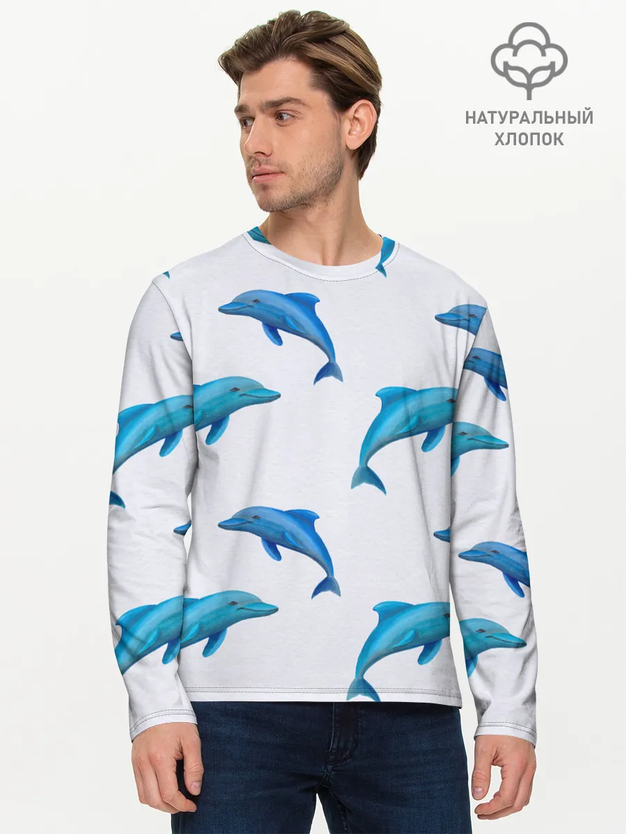 Мужской лонгслив базовый / Рай для дельфина