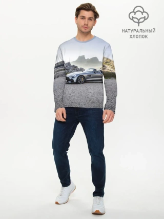 Мужской лонгслив базовый / Mercedes V8 Biturbo