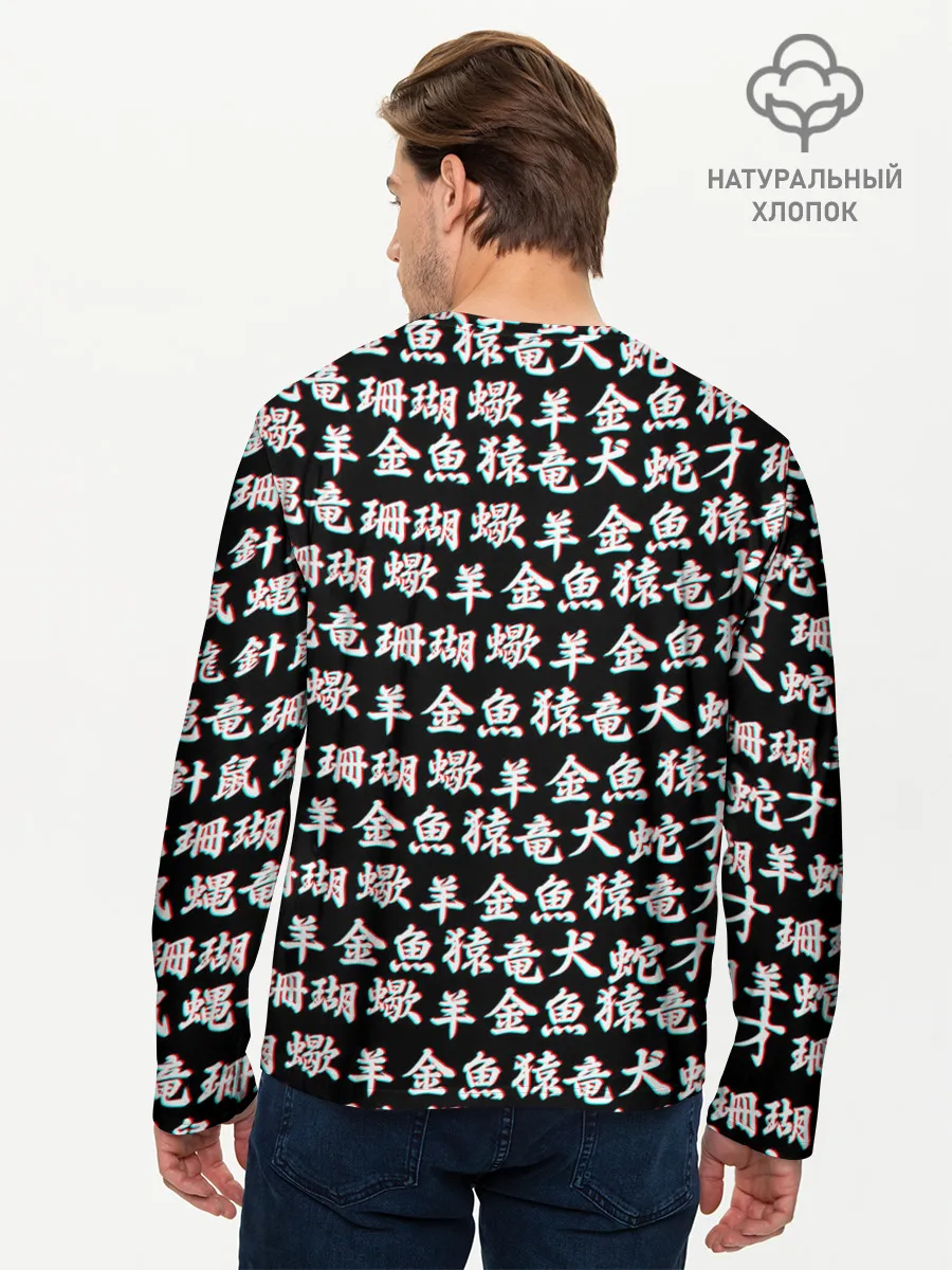 Мужской лонгслив базовый / ИЕРОГЛИФЫ ГЛИТЧ