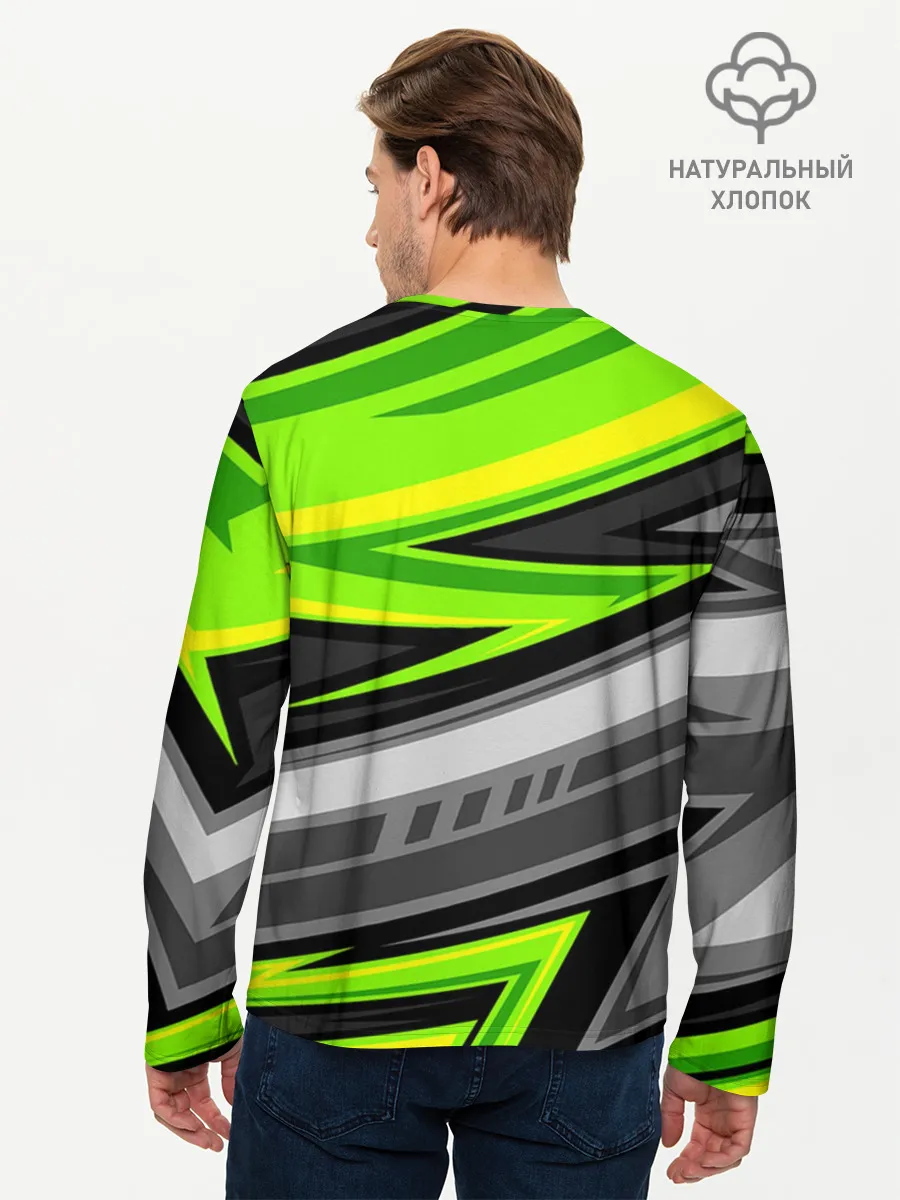 Мужской лонгслив базовый / Зеленые линии
