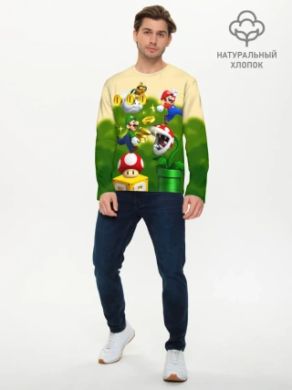 Мужской лонгслив базовый / Mario Coins
