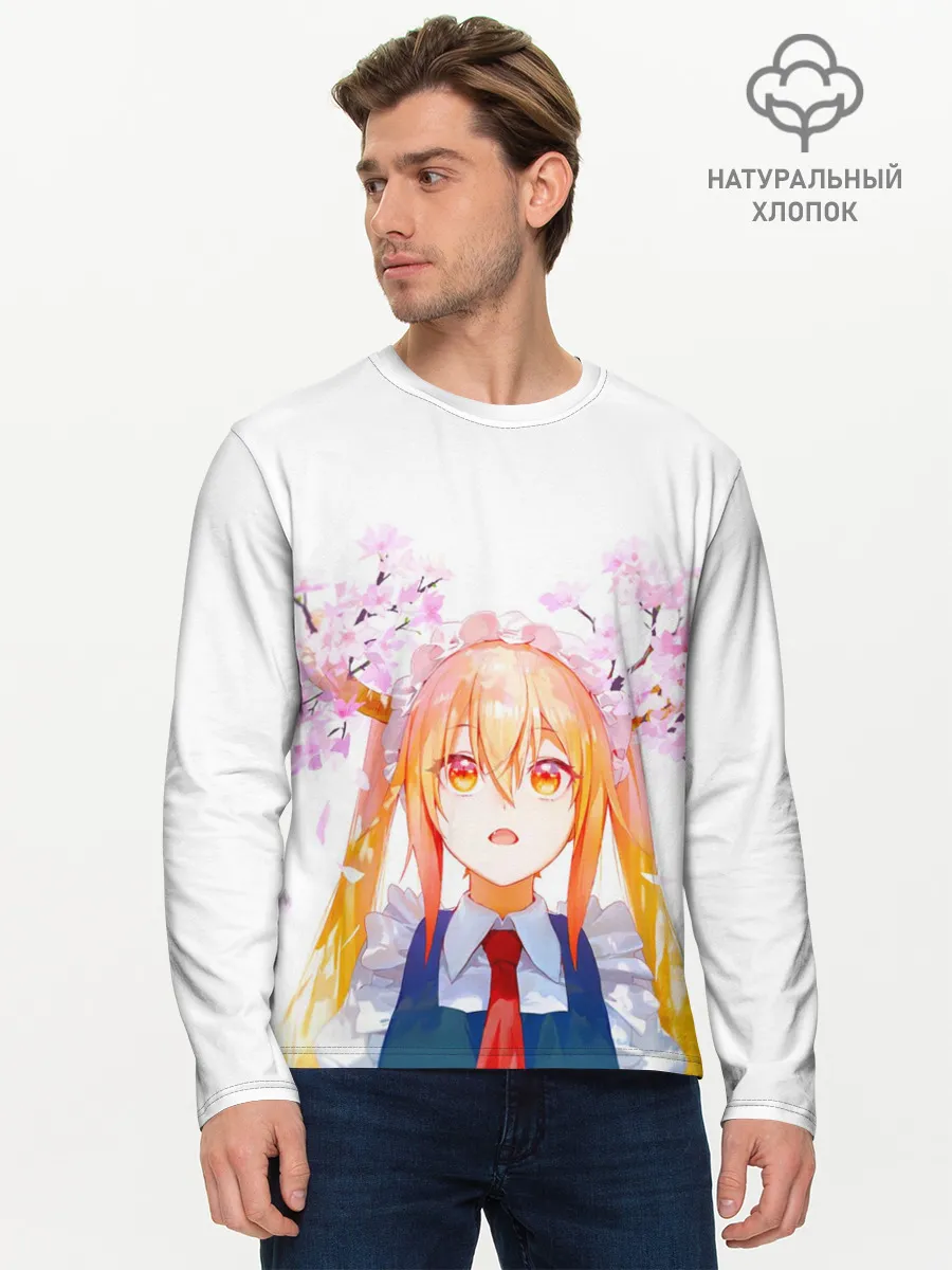 Мужской лонгслив базовый / Горничная Мисс Кобаяши расцветает Тору