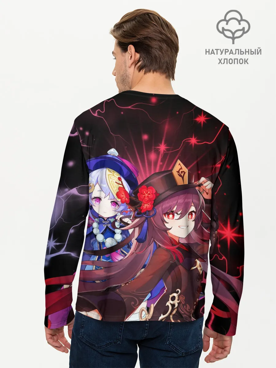 Мужской лонгслив базовый / Ху Тао и Ци Ци, Genshin Impact