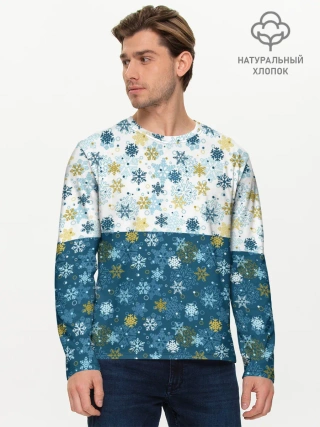 Мужской лонгслив базовый / Падают Снежинки