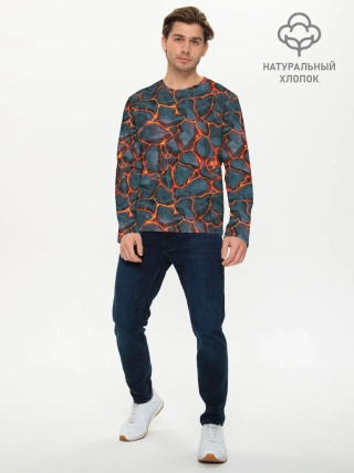 Мужской лонгслив базовый / неоновая магма