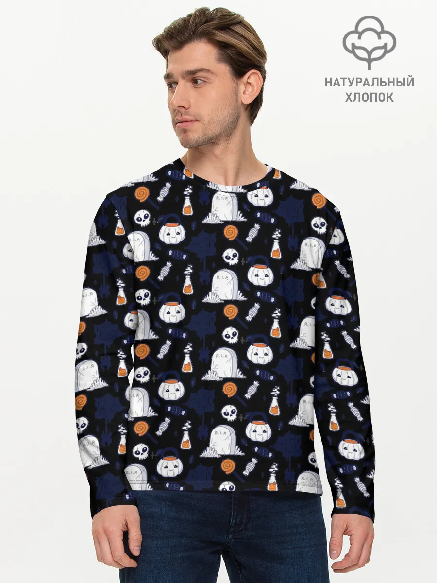 Мужской лонгслив базовый / Patern Halloween 7