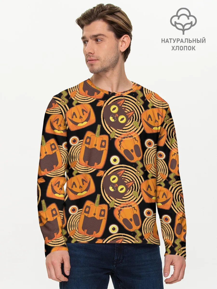 Мужской лонгслив базовый / Patern Halloween 10
