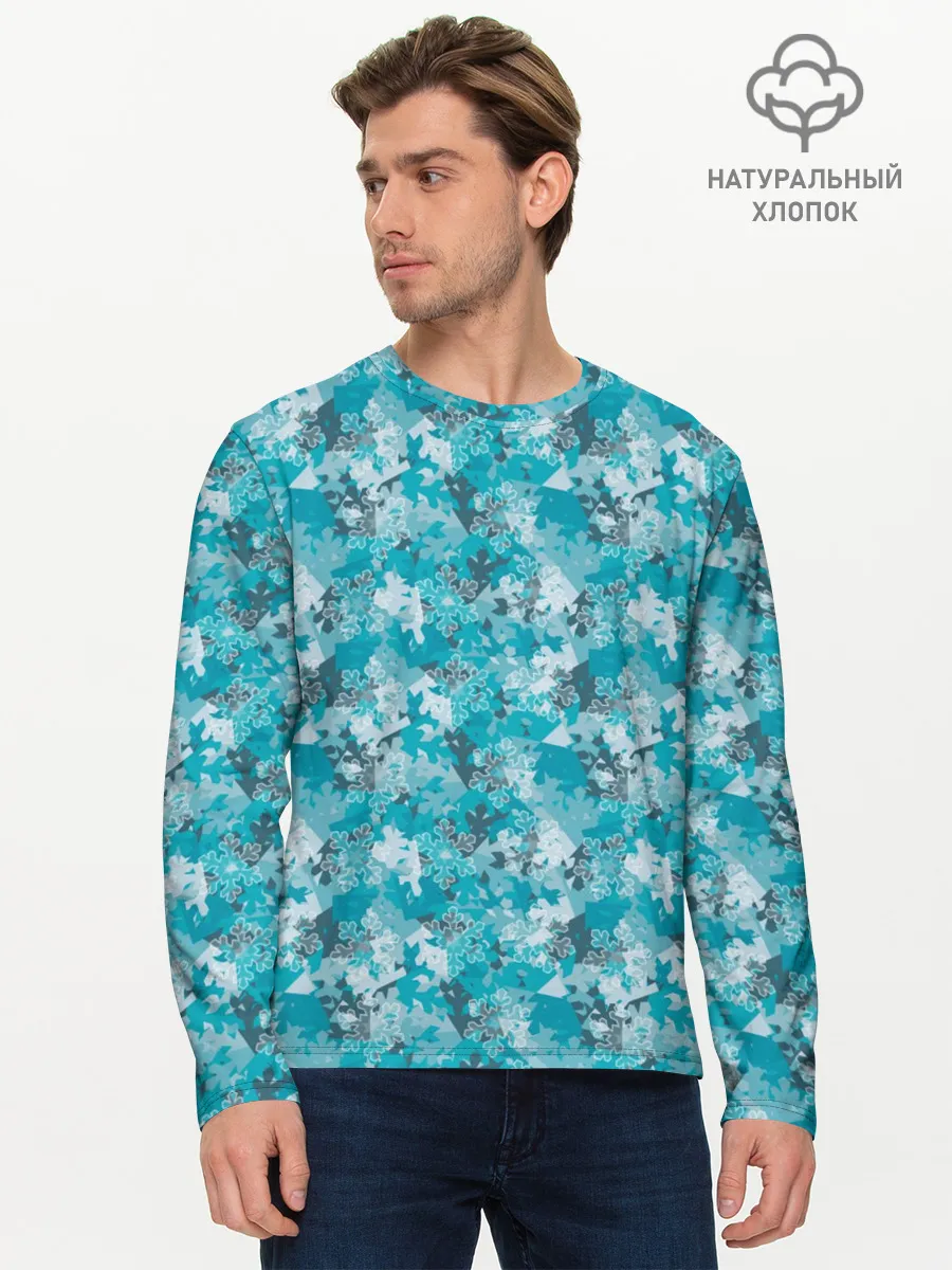 Мужской лонгслив базовый / Снежный Дизайн